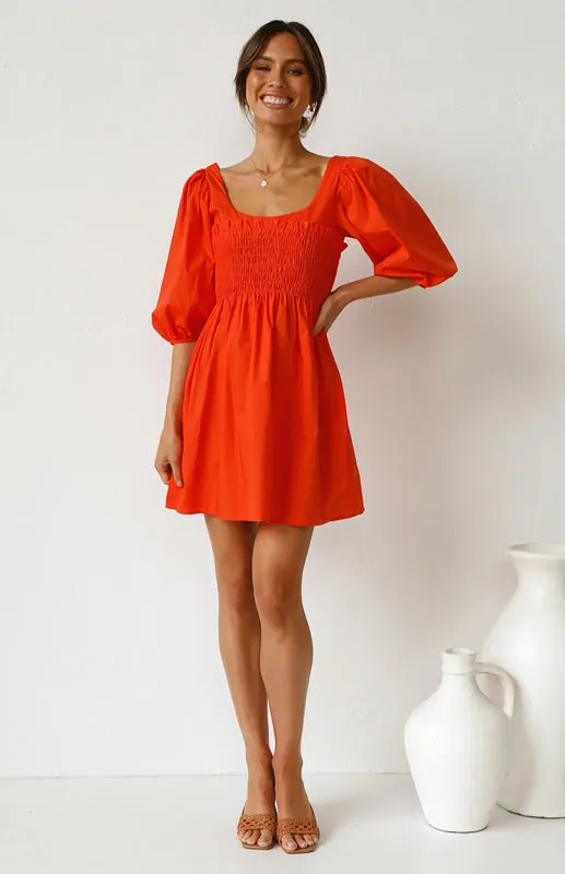 Women's Causal Friday Outfits Lantern Sleeves Dress | Solid Color Dress | Cute Short Dress