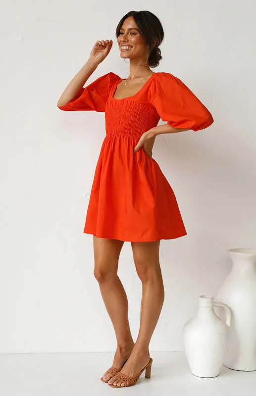 Women's Causal Friday Outfits Lantern Sleeves Dress | Solid Color Dress | Cute Short Dress