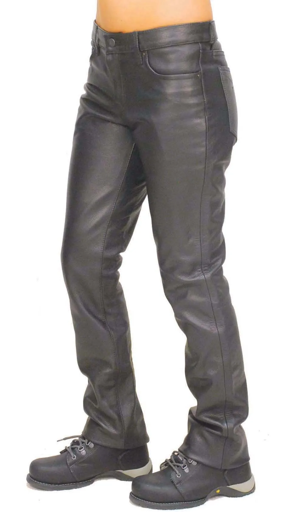 Women's Mid-Rise Premium Cowhide Leather Pants #LP711K