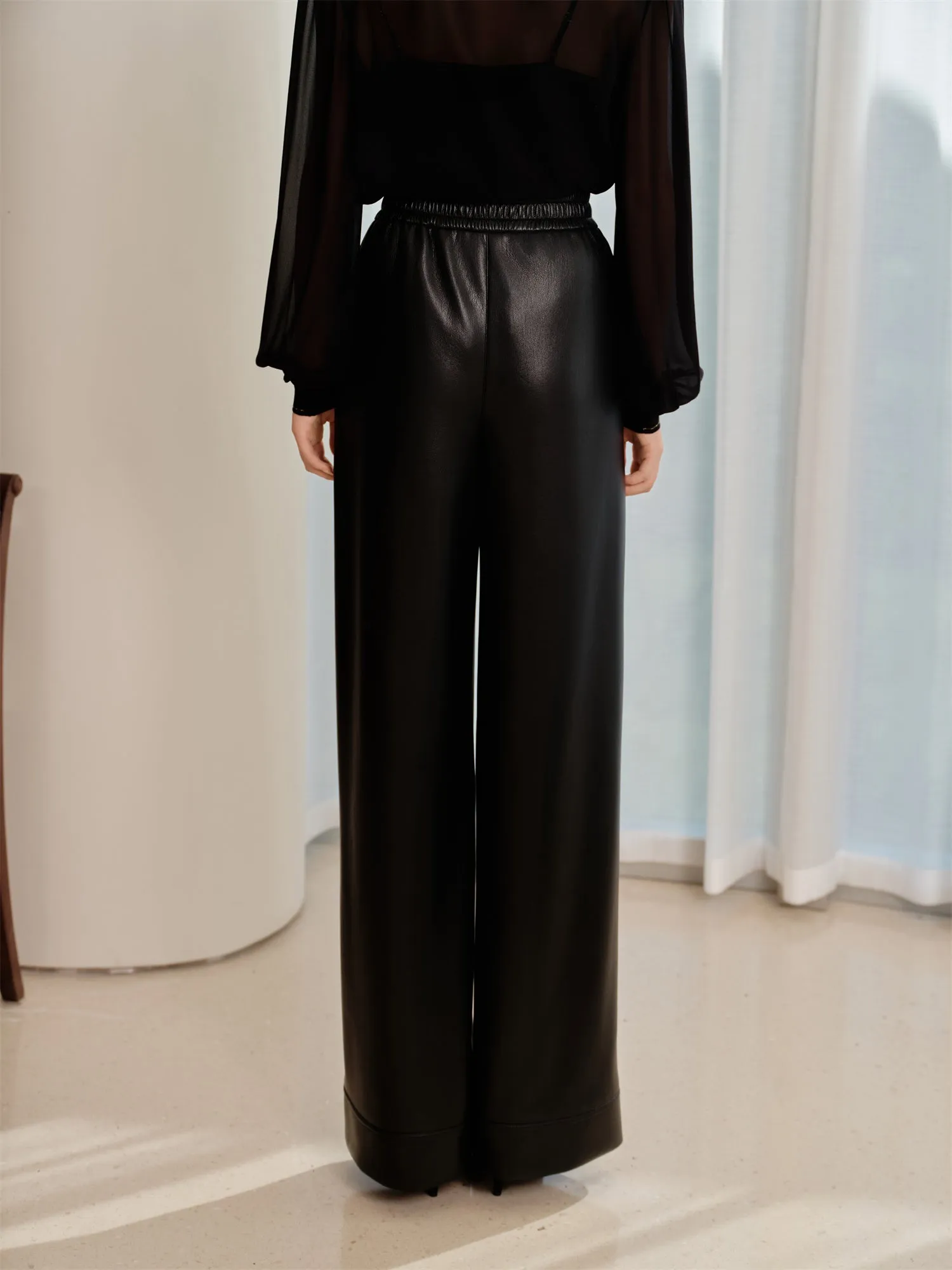 YAYING Fashion Wide-Leg Leather Pants